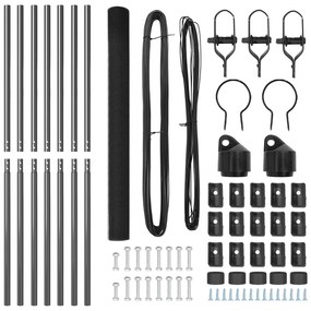 Conjunto de Postes de Cerca Conjunto de 2 Cinza Metal 10 x 1,5 m
