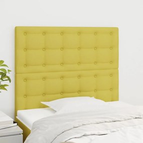 vidaXL Cabeceira de cama 2 pcs tecido 90x5x78/88 cm verde