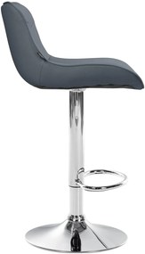Banco alto em couro sintético com estrutura prateada 85-106 x 49 x 51 cm cinzento
