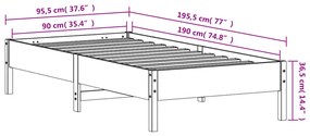 Cama sem colchão 90x190 cm madeira de pinho maciça castanho-mel