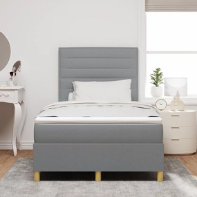 Cama Box Spring com Colchão Cinza Claro 120x200 cm Tecido