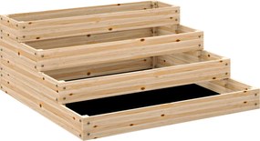 Floreira de jardim quadrada sem fundo 113 x 113 x 46 cm, com 4 níveis, para ervas aromáticas, legumes, frutas e flores, cor natural