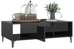 Mesa de centro 103,5x60x35 cm contraplacado preto brilhante