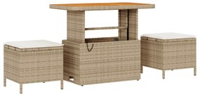 Conjunto de Sofá de Jardim vidaXL 9 Peças com Almofadas Bege Rattan Po