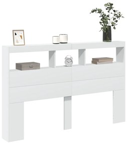 Armário de cabeceira com luzes LED 160x17x102 cm branco