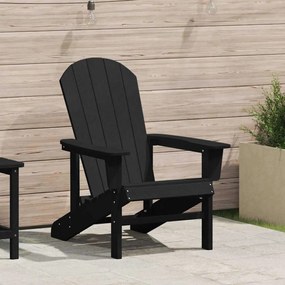 vidaXL Cadeira Adirondack Preta 74x82x91 cm HDPE