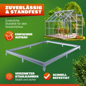 Fundação em aço galvanizado para estufa 250 x 190 x 12 cm Prateado
