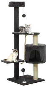 vidaXL Árvore p/ gatos c/ postes arranhadores sisal 120cm cinza-escuro