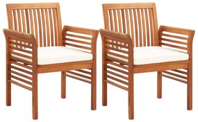 vidaXL Cadeiras de jantar jardim c/ almofadões 2 pcs madeira acácia