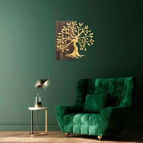 Acessório Decorativo de Parede Tree – Nogueira e Dourado – 58 x 58 cm