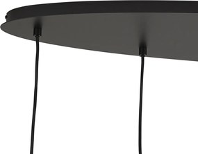 Candeeiro suspenso preto com vidro âmbar, fumê e transparente 6 luzes - Elena