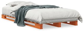 vidaXL Cama de paletes 90x200 cm madeira de pinho maciça castanho cera