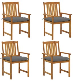 vidaXL Cadeiras de jardim c/ almofadões 4 pcs madeira de acácia maciça