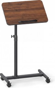 Mesa Auxiliar para Cama em Forma de C, 52 x 33 x 69-112 cm, Altura Ajustável, cor Nogueira