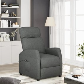 vidaXL Poltrona elevatória tecido cinzento-escuro