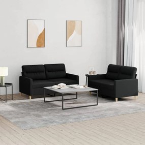 3201572 vidaXL 2 pcs conjunto de sofás com almofadões tecido preto