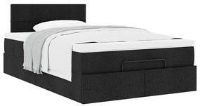 Cama otomana com colchão 120x190 cm tecido preto