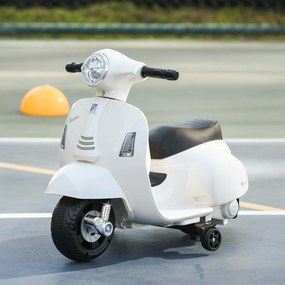 Mota Elétrica 6v Vespa para Crianças 1,5 a 3 anos com Farol e Buzina 66,5x38x53 cm Branco