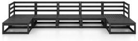 7 pcs conjunto lounge de jardim pinho maciço