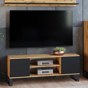 Móvel TV Focus 155 x 40 x 49 cm pés em metal - cor carvalho/ preto