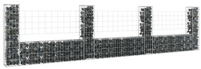 vidaXL Cesto gabião em forma de U c/ 4 postes 380x20x100 cm ferro