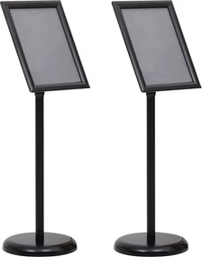 vidaXL Suportes para Pôsteres 2 pcs Preto 32,7 x 24 x 108 cm Alumínio
