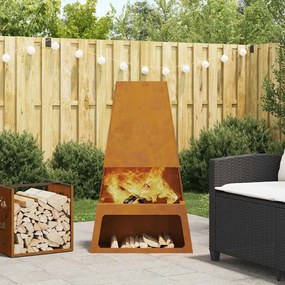 vidaXL Fire Pit Castanho 60 x 35 x 100 cm Aço corten