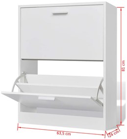 Sapateira com 2 compartimentos madeira branco