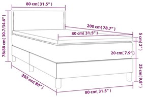 Cama box spring c/ colchão/LED 80x200 cm veludo rosa