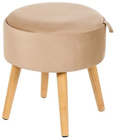 Tamborete com arrumação em veludo creme NEELY Beliani