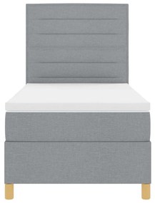 Cama Box com Colchão &amp; Luz LED Cinza Claro 90x200 cm Tecido