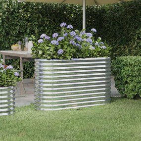 vidaXL Canteiro elevado jardim 114x40x68cm aço revestido a pó prateado