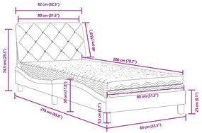 Cama com colchão 80x200 cm veludo rosa