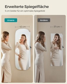 Armário de parede porta jõias com superfície espelho em branco