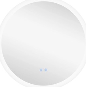 kleankin Espelho Casa de Banho Redondo com Luzes LED Ø60 cm Função Antiembaciamento 3 Luzes Função de Memória e Interruptor Tátil Prata | Aosom Portugal