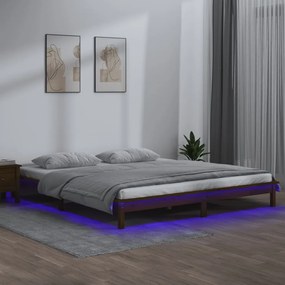 820624 vidaXL Estrutura cama super king c/ LED 180x200cm madeira castanho-mel