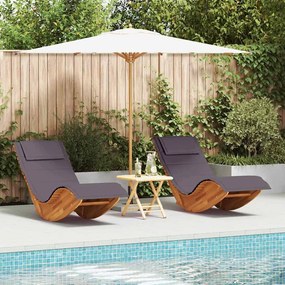 vidaXL Camas de sol balanço com almofadas 2 pcs Madeira sólida de acácia