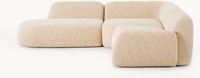 Sofá de canto modular em bouclé com chaise longue Wolke (4 lugares)