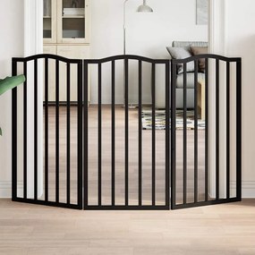 vidaXL Portão para cães dobrável 3 painéis 150 cm álamo preto