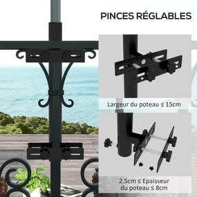Base para guarda-sol, fixação para guarda-sol de varanda, suporte para guarda-sol para balaustrada, para mastros de 48 mm e 38 mm preto