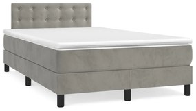 vidaXL Cama boxspring com colchão 120x190 cm veludo cinzento-claro