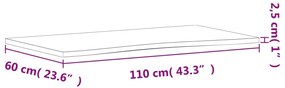 Tampo de secretária 110x(55-60)x2,5 cm madeira de faia maciça