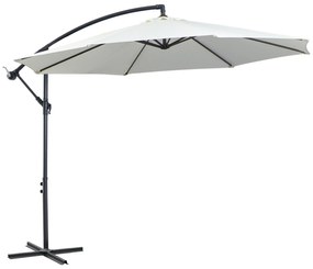 Outsunny Chapéu de Sol de Jardim Ø295x245 cm Chapéu de Sol Excêntrico Inclinável com Manivela Base Cruzada Suporte de Aço Creme | Aosom Portugal