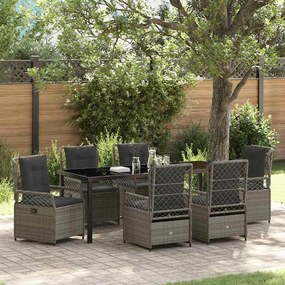 vidaXL Conjunto de Jantar de Jardim com 7 Peças em Rattan Sintético Cinza