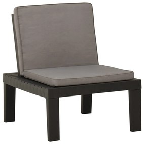 Cadeiras de jardim com almofadões 2 pcs plástico cinzento