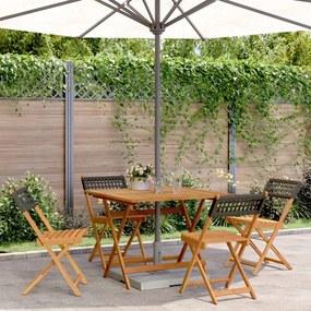 vidaXL 5 pcs conjunto de jantar p/ jardim vime PE/madeira maciça preto