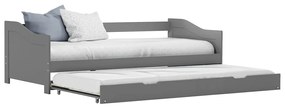 vidaXL Estrutura sofá-cama de puxar 90x200 cm madeira pinho cinzento
