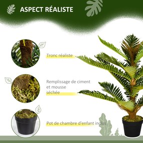 Palmeira artificial de 85 cm com 18 folhas grandes, muito realista, vaso incluído Verde