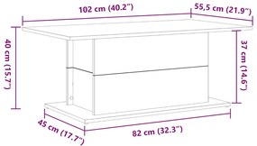 Mesa de Centro vidaXL Preto Carvalho 102x55,5x40 cm em Madeira de Enge