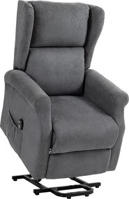 HOMCOM Poltrona relax, Assistência para levantar, Função de deitar, até 200kg, 72,5x94x109cm, Cinzento escuro | Aosom Portugal